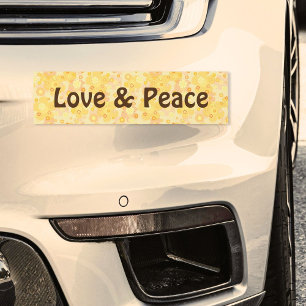 Autocollant De Voiture Style hippie jaune 70's fleurie puissance amour & 