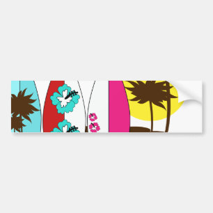 Autocollant De Voiture Surf Boutique Surf Ocean Beach Surfboards Palm Tre