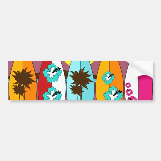 Autocollant De Voiture Surfboards Beach Bum Surfing Hippie Vans (Devant)