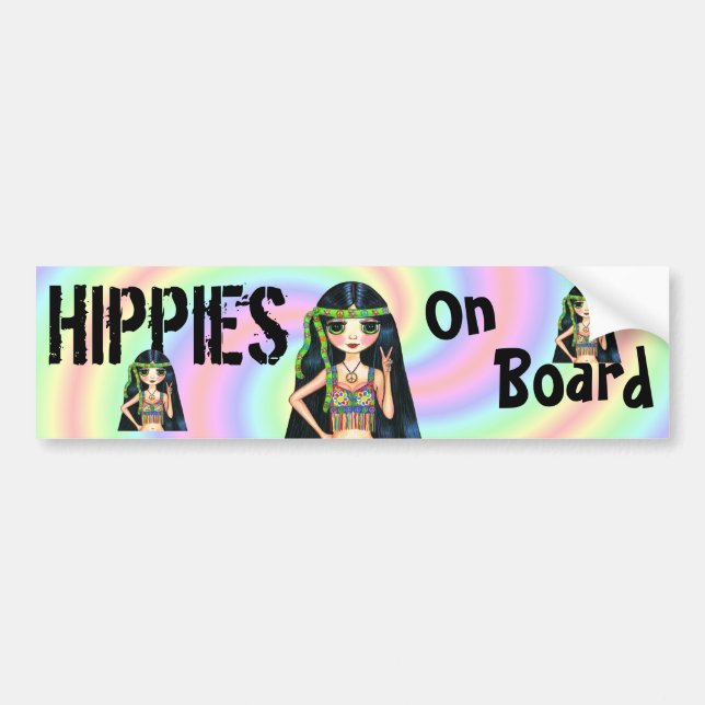 Autocollant De Voiture Symbole de la paix hippie à bord des hippies (Devant)