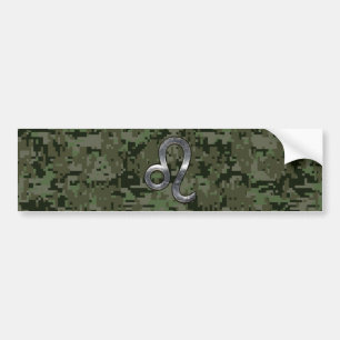 Autocollant De Voiture Symbole de Leo Zodiac sur Camo numérique Woodland