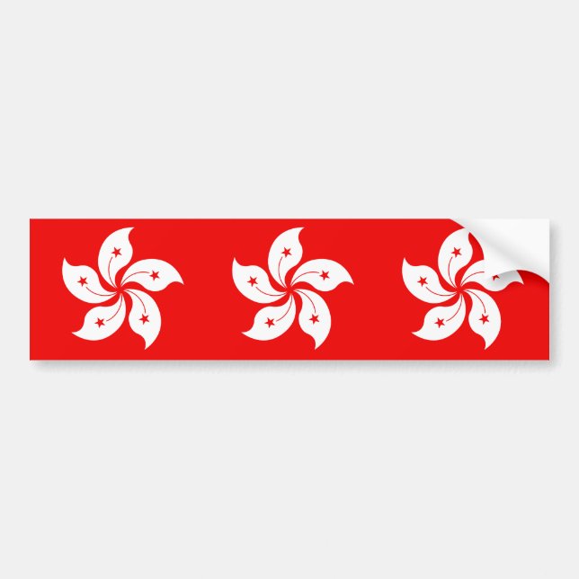 Autocollant De Voiture Symbole de l'orchidée blanche de Hong Kong en roug (Devant)