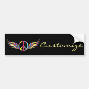 Autocollant De Voiture Symbole de paix hippie à ailes Thunder_Cove