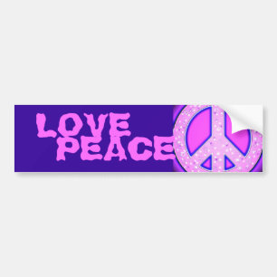 Autocollant De Voiture Symbole de paix rose avec Neon violet brillant