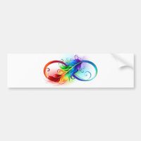 Symbole d'infini avec plume arc-en-ciel