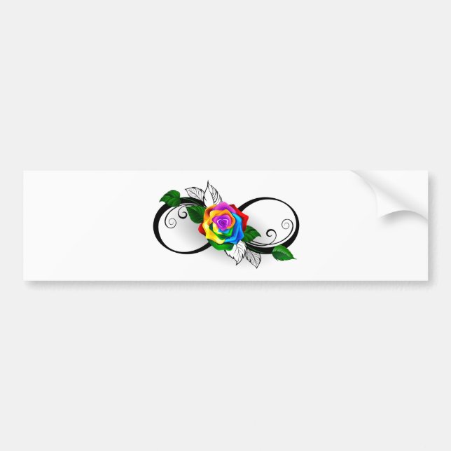 Autocollant De Voiture Symbole d'infini avec Rose arc-en-ciel (Devant)