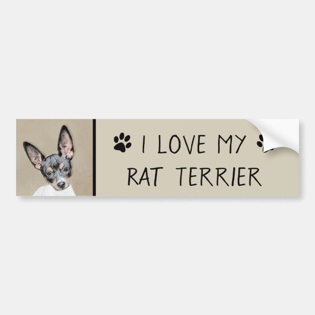 Autocollant De Voiture Tableau Rat Terrier - Cute Original Chien Art (Devant)