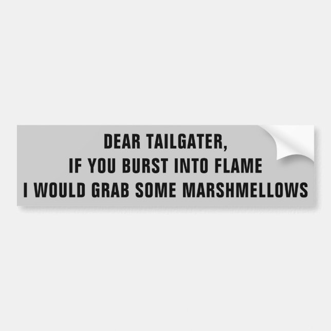 Autocollant De Voiture Tailgater, je rôtirais Marshmellows sur vous (Devant)