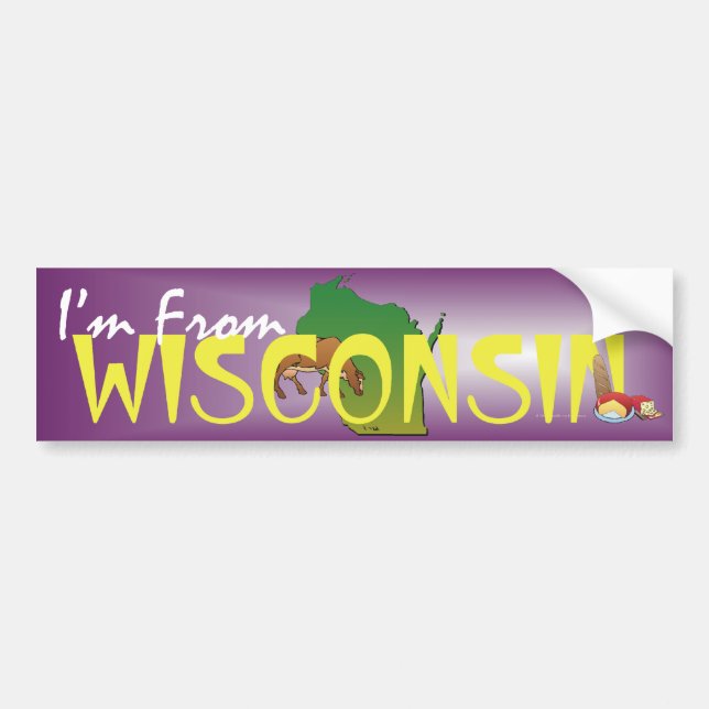 Autocollant De Voiture TEE I'm From Wisconsin (Devant)