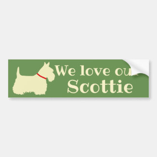 Autocollant De Voiture Terrier Écossais, Nous aimons notre Scottie/roux/r