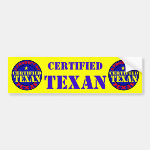 AUTOCOLLANT DE VOITURE TEXAN CERTIFIÉ