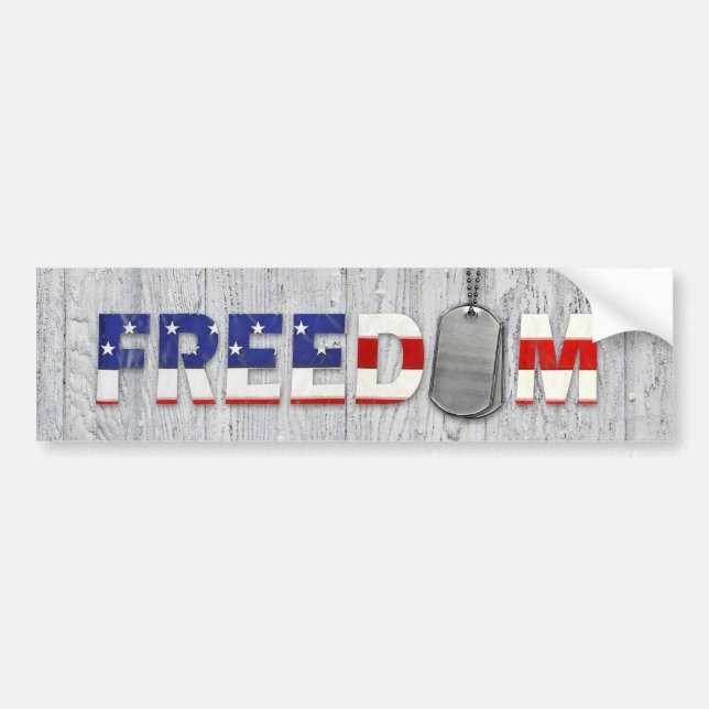 Autocollant De Voiture texte de liberté et étiquettes de chien militaire  (Devant)