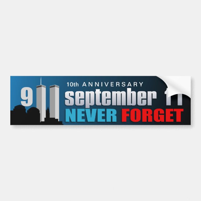 Autocollant De Voiture Th des 9/11 septembre 11 - 10ème anniversaire - (Devant)
