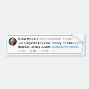 Autocollant De Voiture Thomas Jefferson gazouille l'achat de la Louisiane
