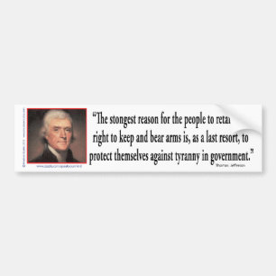 Autocollant De Voiture Thomas Jefferson sur le contrôle des armes