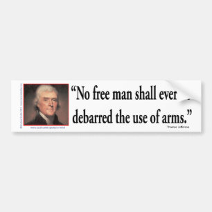 Autocollant De Voiture Thomas Jefferson sur les droits sur les armes à fe