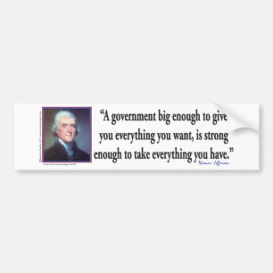 Autocollant De Voiture Thomas Jefferson sur un grand gouvernement
