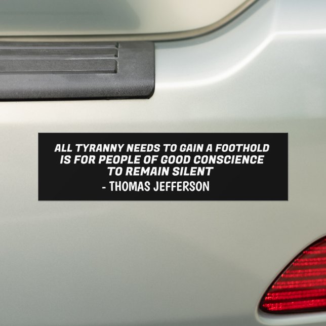AUTOCOLLANT DE VOITURE THOMAS JEFFERSON TYRANNY CITE PATRIOT (En voiture)