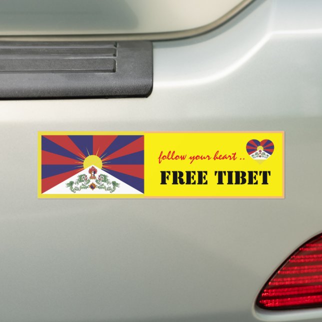 Autocollant De Voiture Tibet et Tibet libre, le coeur compte /Drapeau tib (En voiture)