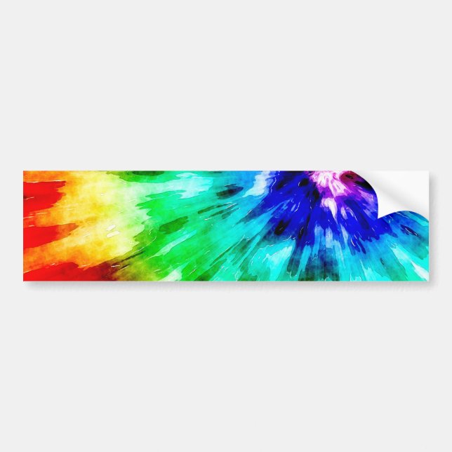 Autocollant De Voiture Tie Dye rencontre l'aquarelle (Devant)