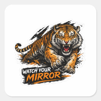 Autocollant de voiture Tigre Watch Your Mirror
