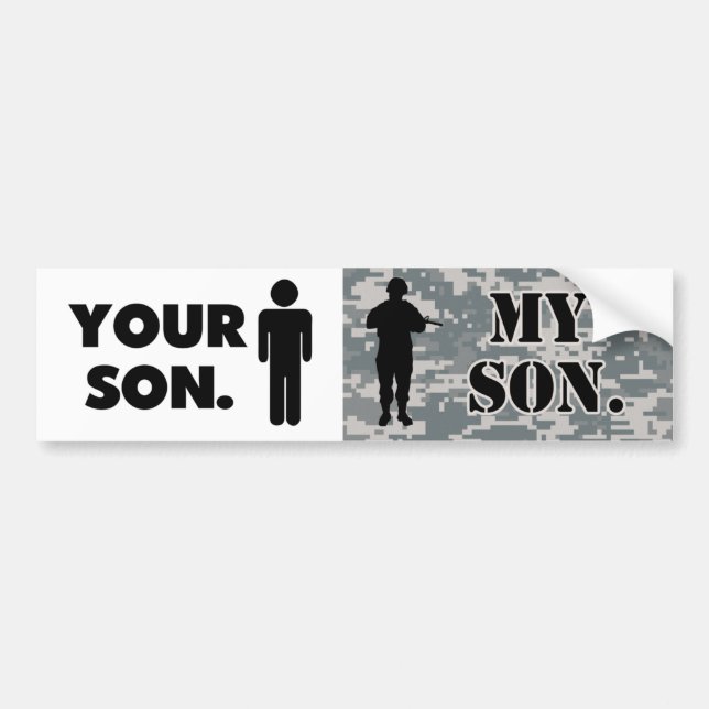 Autocollant De Voiture Ton Fils Mon Fils Armée Mère Militaire (Devant)