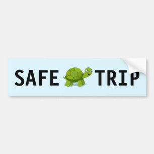 Autocollant De Voiture Tortue verte mignonne sur fond bleu clair