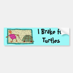 Autocollant De Voiture Tortue voyageuse - Je freine pour tortues
