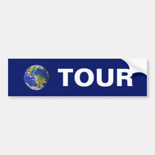 Autocollant De Voiture Tour du monde en bleu