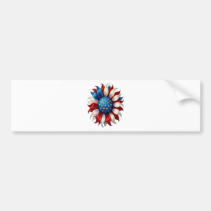 Autocollant De Voiture Tournesol Drapeau Américain 4 Juillet
