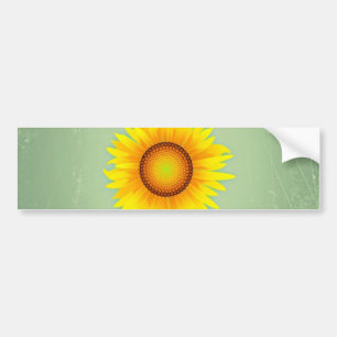 Autocollant De Voiture Tournesol jaune vintage rétro/vert menthe