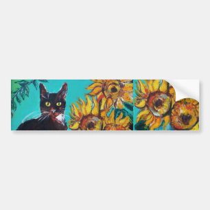 Autocollant De Voiture TournEsols avec chat -détail