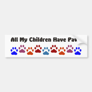 Autocollant De Voiture Tous mes enfants ont les pattes 222
