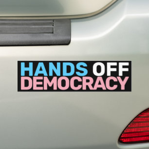 Autocollant De Voiture Trans Art Bleu Rose Protestation Hands Off Democra