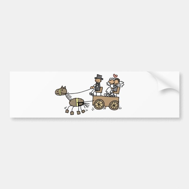 Autocollant De Voiture Transport De Cheval Dessiné Pour Mariages (Devant)