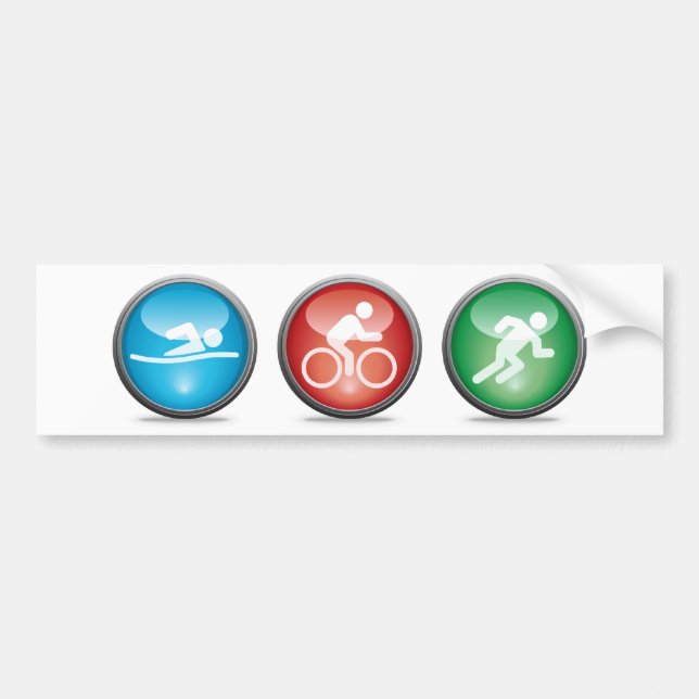 Autocollant De Voiture Triathlon Bumpersticker :  BAIN, CYCLE, COURSE (Devant)