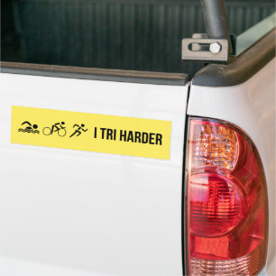 Autocollant De Voiture Triathlon noir sur jaune