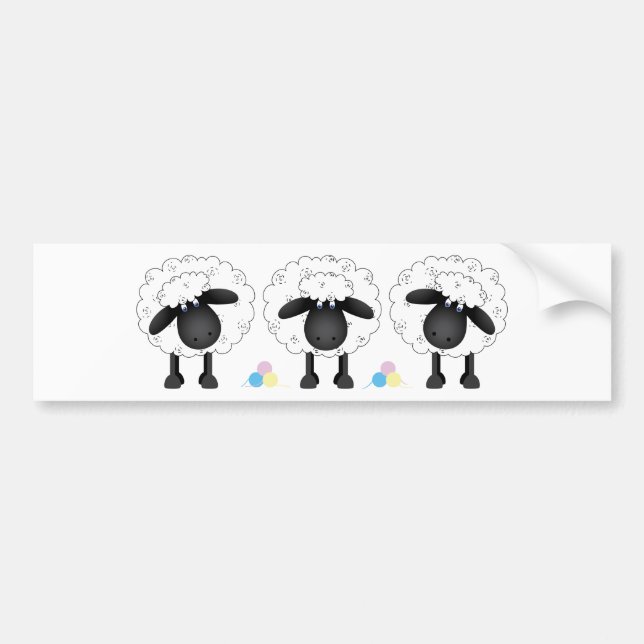Autocollant De Voiture Trio des moutons (Devant)