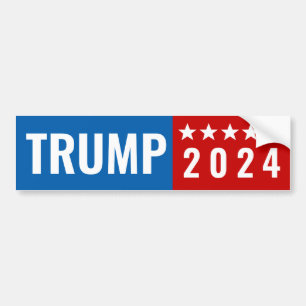 Autocollant De Voiture Trump 2024 Rouge et bleu avec étoiles