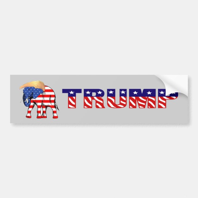 Autocollant De Voiture Trump Bad Hair Elephant, American Flag, ZSSG (Devant)