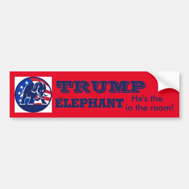 Autocollant De Voiture TRUMP l'éléphant dans la chambre ! (Devant)