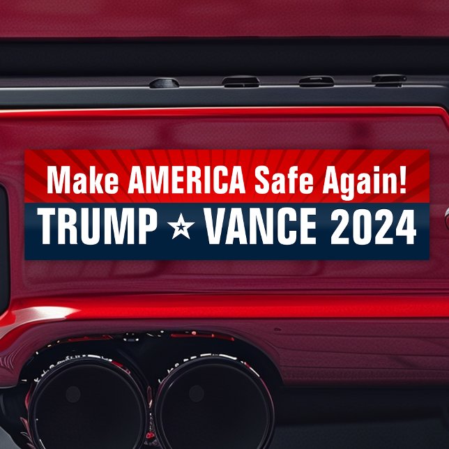 Autocollant De Voiture Trump Vance 2024 Rendre l'Amérique en sécurité (trump vance bumper sticker make america safe again)