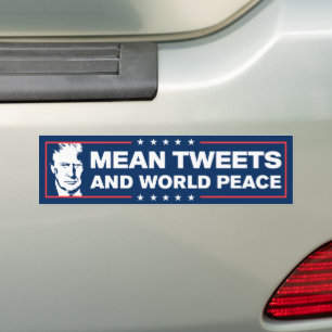 Autocollant De Voiture Tweets moyens et Trump 2024 pour la paix mondiale