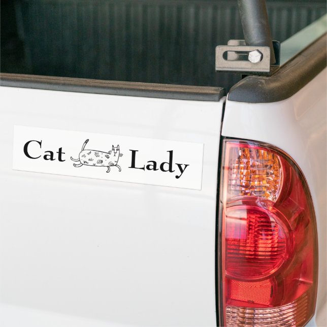 Autocollant De Voiture Typographie de chat tiré à la main Chat Lady Amuse (Sur camion)