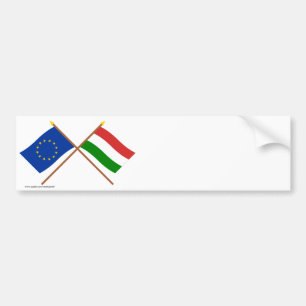 Autocollant De Voiture UE et drapeaux croisés par Hongrie