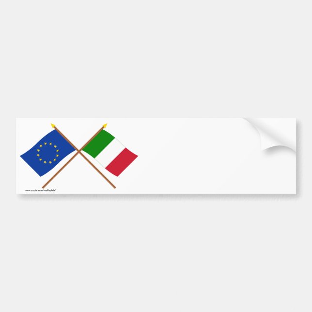 Autocollant De Voiture UE et drapeaux croisés parItalie (Devant)