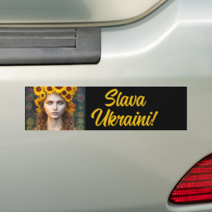 Autocollant De Voiture Ukrainian Girl of Amulets & Sunflowers