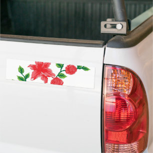 Autocollant De Voiture un bouquet de fleurs rouges sur un arrière - plan