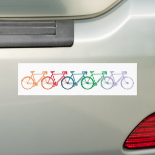 Autocollant De Voiture une ligne de bicyclettes couleur