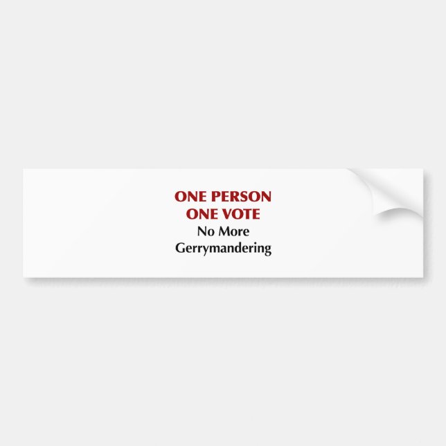 Autocollant De Voiture Une Personne Un Vote, Plus De Gerrymands (Devant)